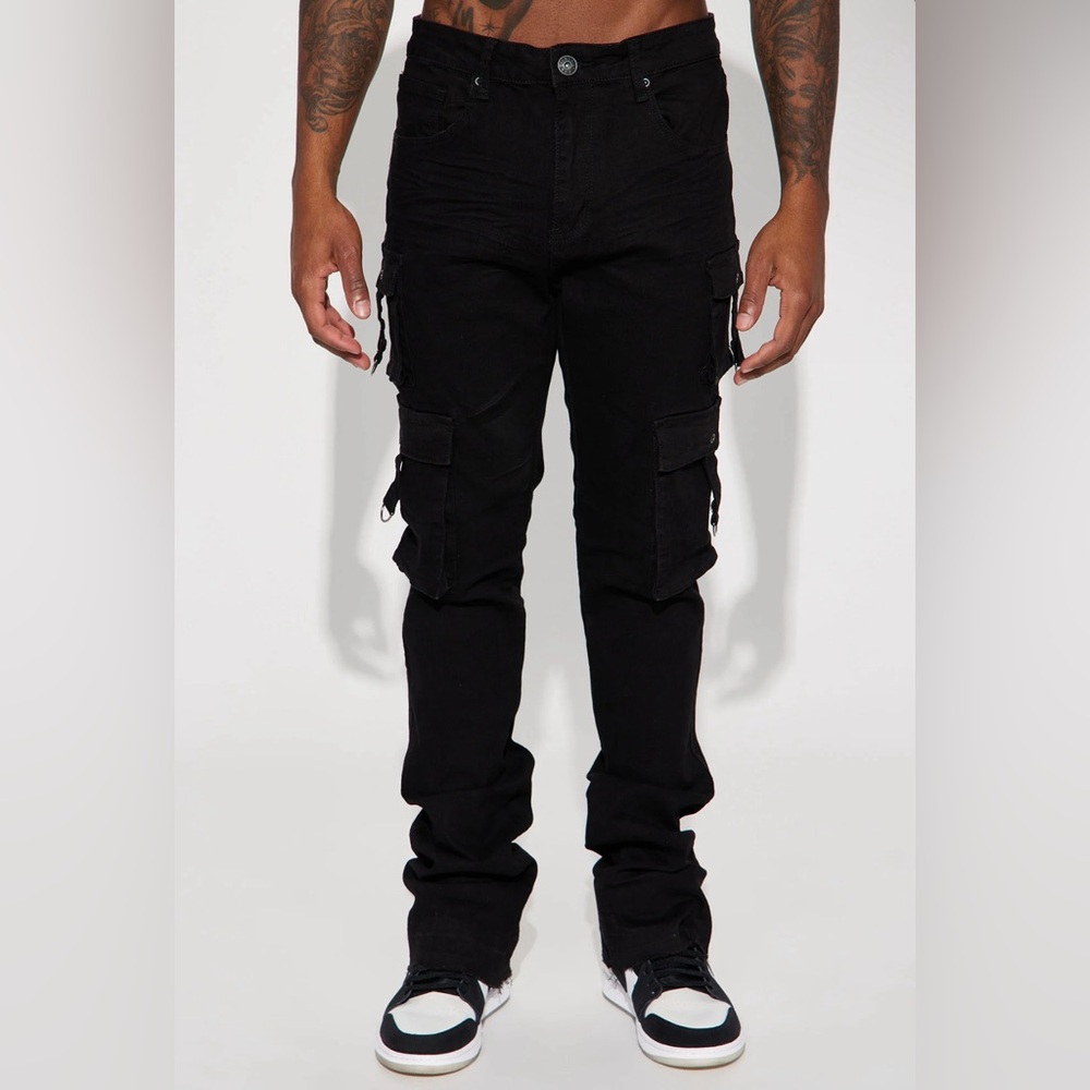Stacked Skinny Flare Jeans - Black
